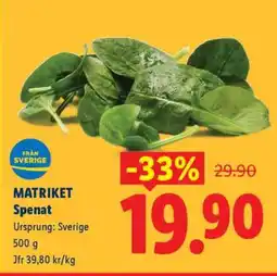 Lidl Matriket Spenat erbjuda