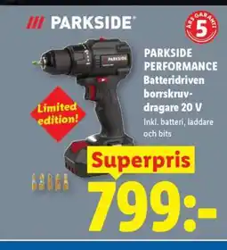 Lidl PARKSIDE PERFORMANCE Batteridriven borrskruvdragare 20 V erbjuda