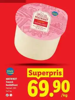 Lidl Matriket Svensk hushållsost erbjuda