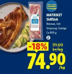Lidl MATRIKET Sidfläsk erbjuda