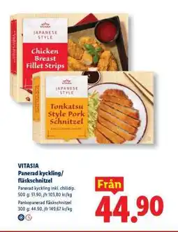 Lidl VITASIA Panerad kyckling/fläskschnitzel erbjuda