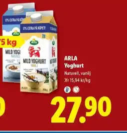 Lidl Arla yoghurt erbjuda