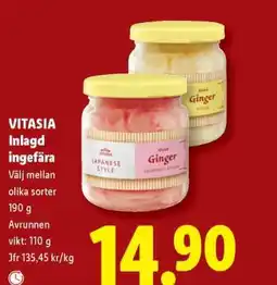 Lidl Vitasia Inlagd ingefära erbjuda