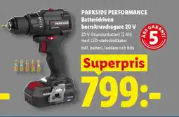 Lidl PARKSIDE PERFORMANCE Batteridriven borrskruvdragare 20 V erbjuda