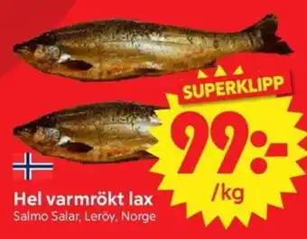 Nya Pulsen Hel varmrökt lax erbjuda