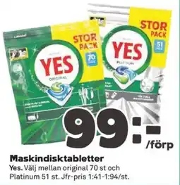 Coop Konsum Yes maskindisktabletter erbjuda