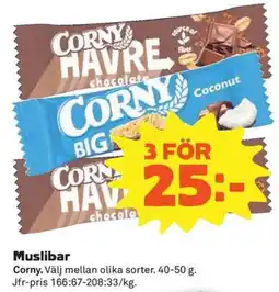 Coop Konsum Corny muslibar erbjuda