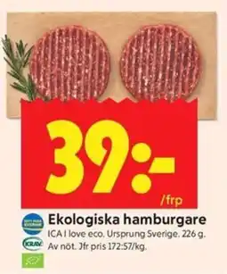 ICA Kvantum Ica love eco hamburgare erbjuda