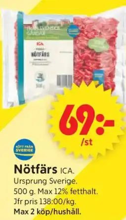 ICA Supermarket Nötfärs ICA erbjuda