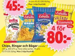 ICA Supermarket Estrella chips, ringar och bågar erbjuda
