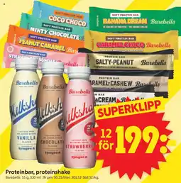ICA Supermarket Barebells proteinbar, proteinshake erbjuda