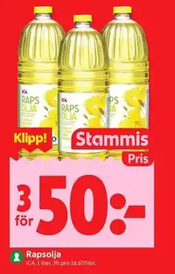 ICA Kvantum Ica rapsolja erbjuda