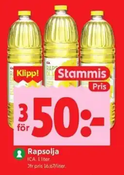 ICA Kvantum Klipp! Rapsolja erbjuda