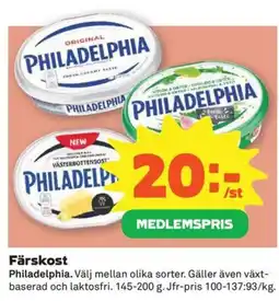 Coop Konsum Philadelphia färskost erbjuda