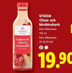 Lidl Vitasia citron- och körsbärsdryck erbjuda