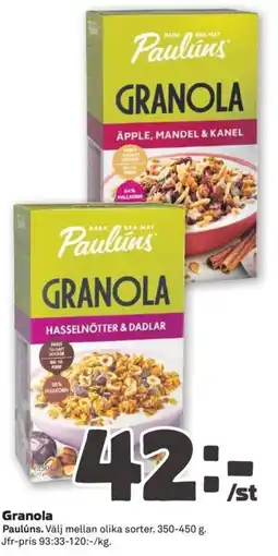 Coop Konsum Paulüns granola erbjuda
