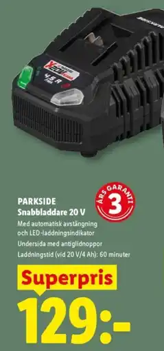 Lidl Parkside snabbladdare 20 v erbjuda