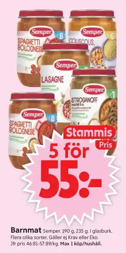 ICA Supermarket Semper Barnmat erbjuda