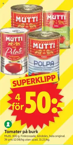 ICA Supermarket Mutti tomater på burk erbjuda