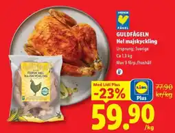 Lidl Guldfågeln hel majskyckling erbjuda