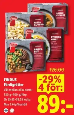 Lidl Findus Färdigrätter erbjuda