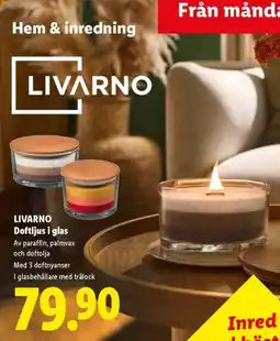 Lidl Livarno doftljus i glas erbjuda