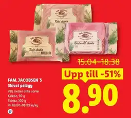 Lidl Fam. Jacobsen's Skivat pålägg erbjuda