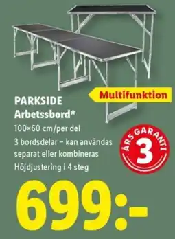 Lidl Parkside arbetssbord erbjuda