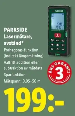 Lidl Parkside lasermätare, avstånd erbjuda