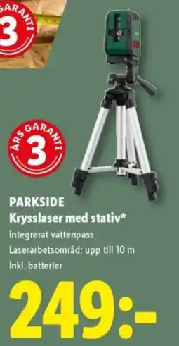 Lidl Parkside krysslaser med stativ erbjuda