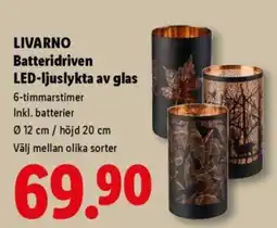 Lidl Livarno batteridriven led-ijuslykta av glas erbjuda