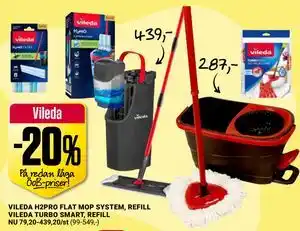 ÖoB VILEDA H2PRO FLAT MOP SYSTEM, REFILL VILEDA TURBO SMART, REFILL erbjuda