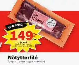 Pekås Nötytterfilé, Medlemspris erbjuda
