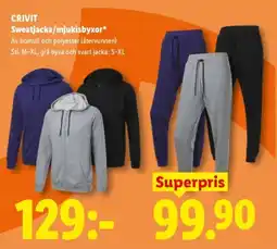 Lidl Crivit sweatjacka/mjukisbyxor erbjuda