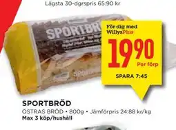 Willys SPORTBRÖD, Medlemspris erbjuda