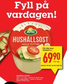 Willys HUSHÅLLSOST, Medlemspris erbjuda