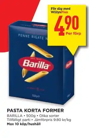 PASTA KORTA FORMER, Medlemspris