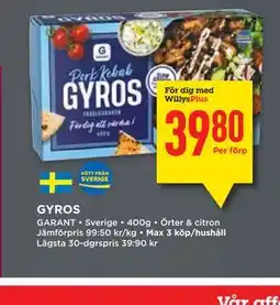 Willys GYROS, Medlemspris erbjuda