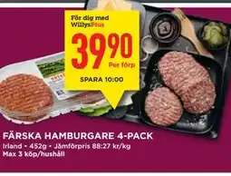 Willys FÄRSKA HAMBURGARE 4-PACK, Medlemspris erbjuda