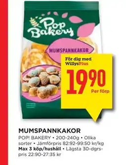 Willys MUMSPANNKAKOR, Medlemspris erbjuda