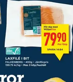 Willys LAXFILÉ I BIT, Medlemspris erbjuda