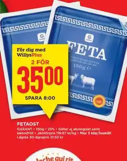 Willys FETAOST, Medlemspris erbjuda