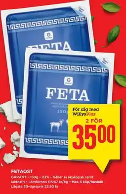 Willys Hemma FETAOST, Medlemspris erbjuda