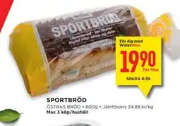 Willys Hemma SPORTBRÖD, Medlemspris erbjuda