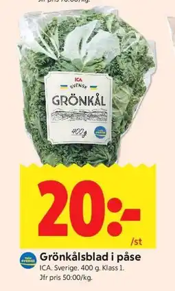 ICA Kvantum Grönkålsblad i påse erbjuda