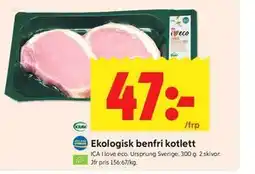 ICA Kvantum Ekologisk benfri kotlett erbjuda