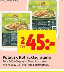 ICA Kvantum Potatis-, Rotfruktsgratäng erbjuda