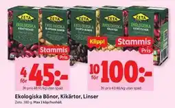 ICA Kvantum Ekologiska Bönor, Kikärtor, Linser, Medlemspris erbjuda