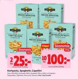 ICA Kvantum Kortpasta, Spaghetti, Capellini, Medlemspris erbjuda