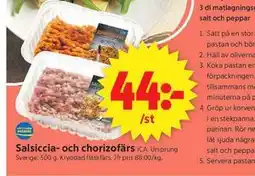ICA Supermarket Salsiccia- och chorizofärs erbjuda